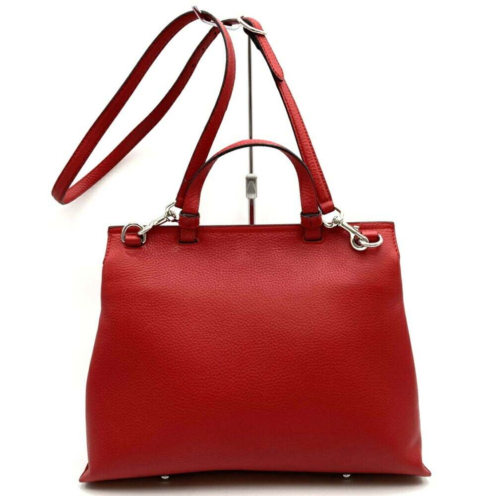 GUCCI Red Leather Bamboo Shoulder Bag - Picture 3 of 8